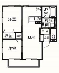 グランドハイムイーストⅡ(2LDK/2階)の間取り写真