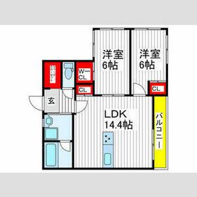 VIEW新小平(2LDK/3階)の間取り写真
