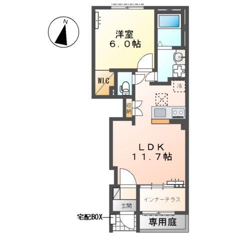 沼津市大岡字狭間アパート(1LDK/1階)の間取り写真