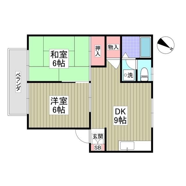 シンプルライフ南陽(2DK/1階)の間取り写真
