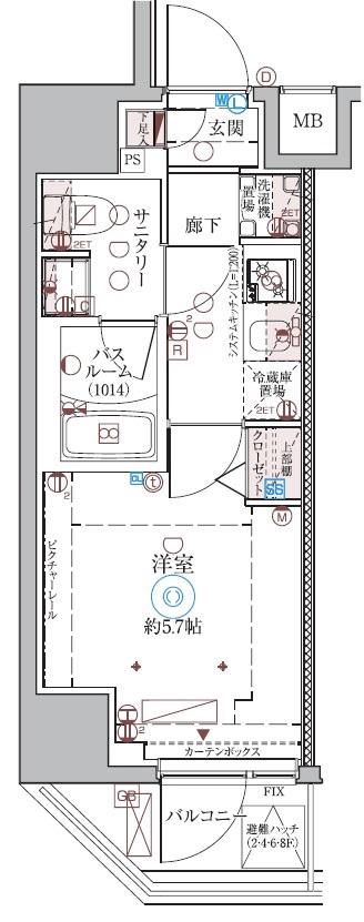 クレヴィスタ品川西大井Ⅱ(1K/3階)の間取り写真