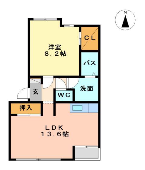 サンライズ東光台(1LDK/1階)の間取り写真
