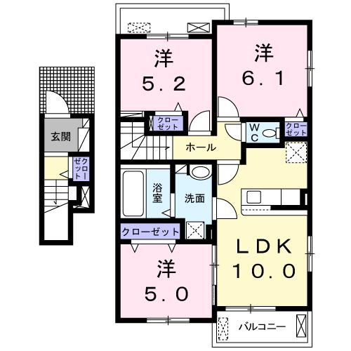 フリージア N(3LDK/2階)の間取り写真