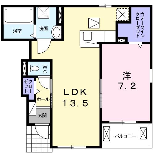 グランデセレーノⅠ(1LDK/1階)の間取り写真