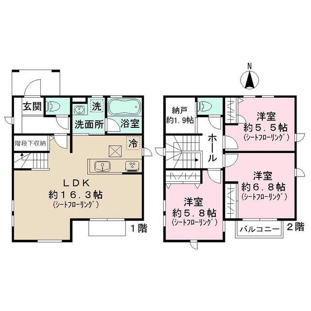 東京都大江戸線 豊島園駅 徒歩2分 2階建 築1年(3SLDK)の間取り写真