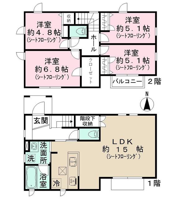 東京都大江戸線 豊島園駅 徒歩2分 2階建 築1年(4LDK)の間取り写真