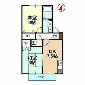 ボヌールⅡ(2DK/2階)の間取り写真