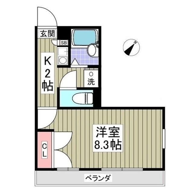 ブランドール北之幸谷2(1K/2階)の間取り写真