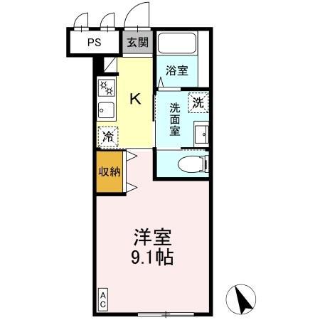 ファインパレスSUWAーⅢ(1K/2階)の間取り写真
