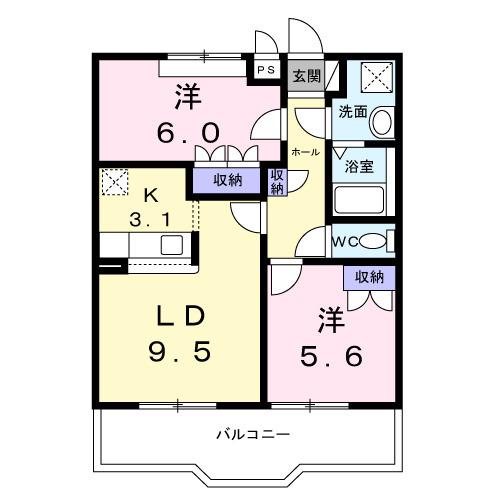 ラディッシュ4(2LDK/1階)の間取り写真