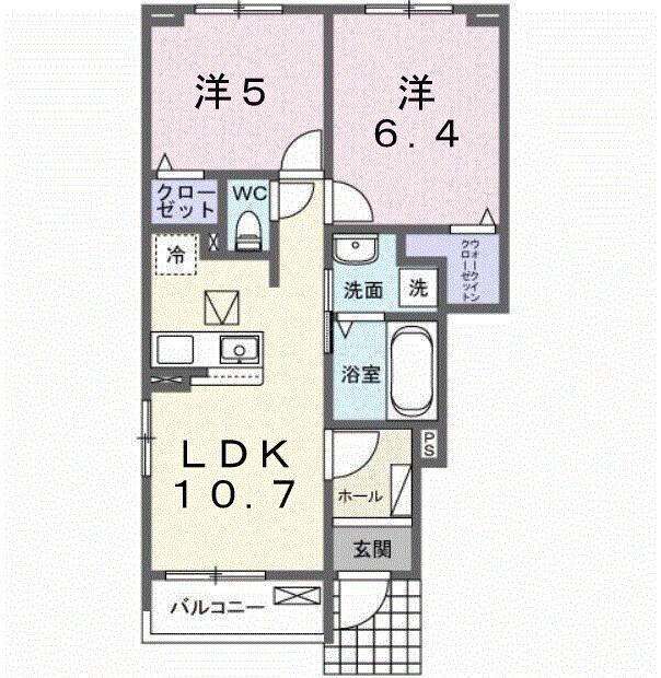 グランメゾンⅢ(2LDK/1階)の間取り写真