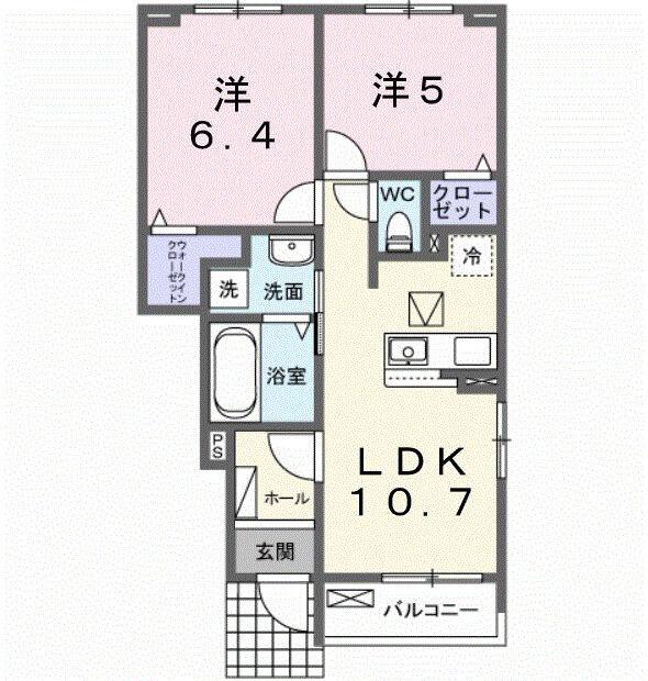 グランメゾンⅢ(2LDK/1階)の間取り写真