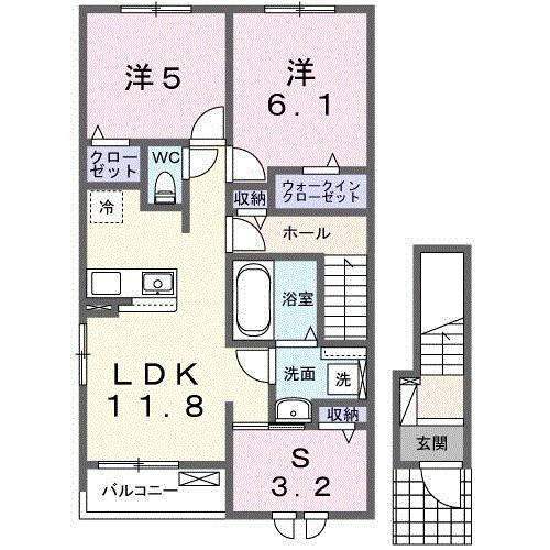 グランメゾンⅢ(2LDK/2階)の間取り写真
