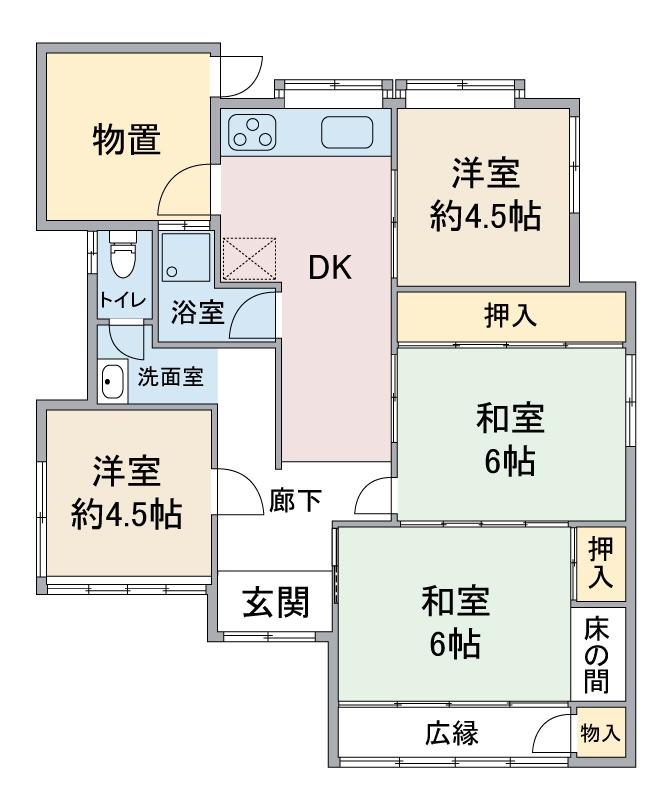 名鉄瀬戸線 尾張瀬戸駅 徒歩51分 1階建 築67年(4DK)の間取り写真