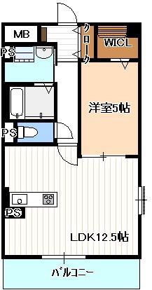 ファミール大津Ⅲ(1LDK/3階)の間取り写真