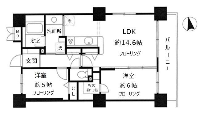 SINCERITY MURAKAMI Ⅲ(2LDK/11階)の間取り写真