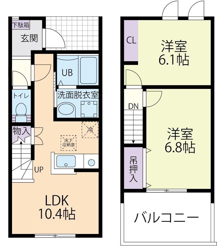ハーベスト(2LDK/2階)の間取り写真