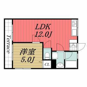 ベルハイツ(1LDK/1階)の間取り写真