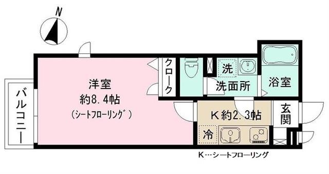 シャンブルⅡ(1K/1階)の間取り写真