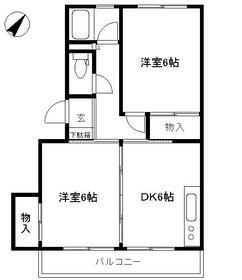 農住千草台団地3号棟(2DK/5階)の間取り写真
