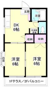アビタシオン(2DK/2階)の間取り写真