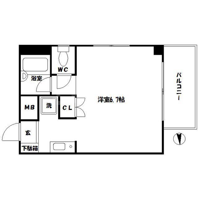 アヴェニールツバイ(1K/4階)の間取り写真