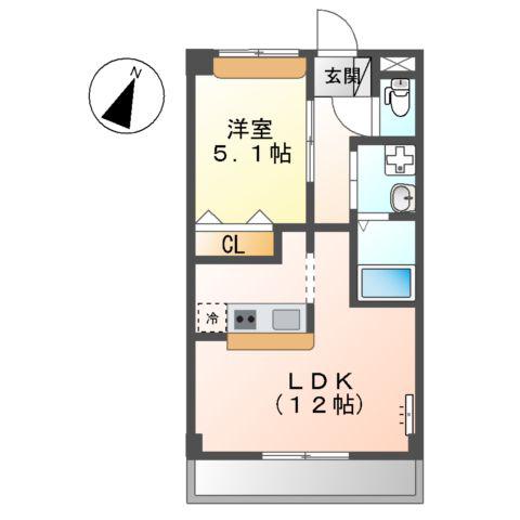 エクシードJIN Ⅱ(1LDK/2階)の間取り写真