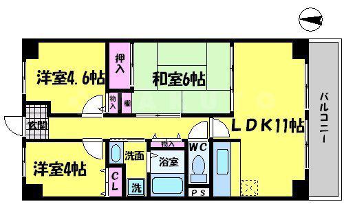 ファミーユ菊水(2SLDK/1階)の間取り写真