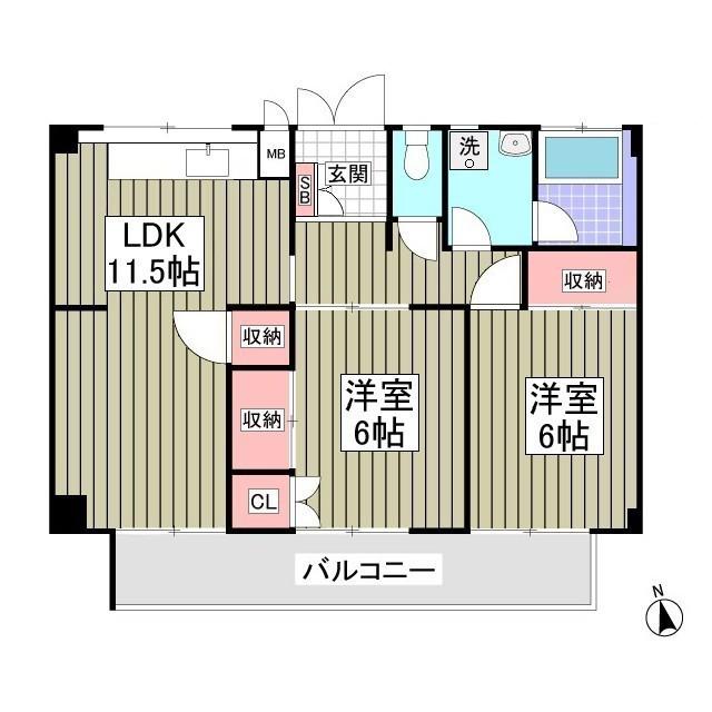 ツルオカハイツ(2LDK/3階)の間取り写真