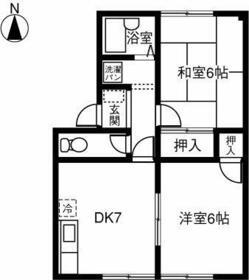 メゾンハーベストC(2DK/2階)の間取り写真