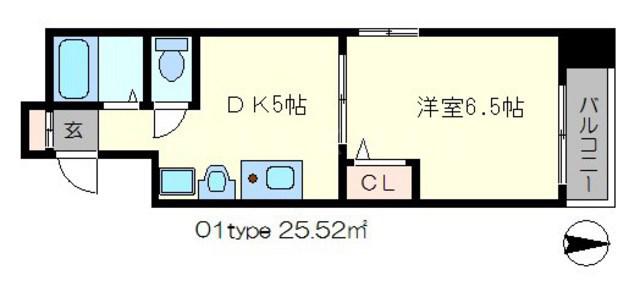 SHINE 蛸薬師(1DK/8階)の間取り写真