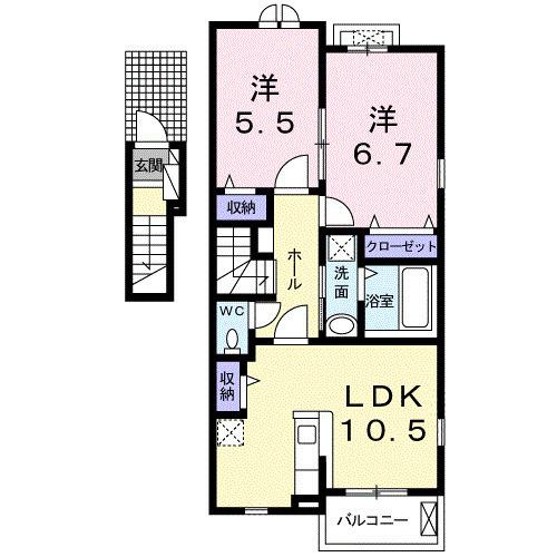 グレイス北山(2LDK/2階)の間取り写真
