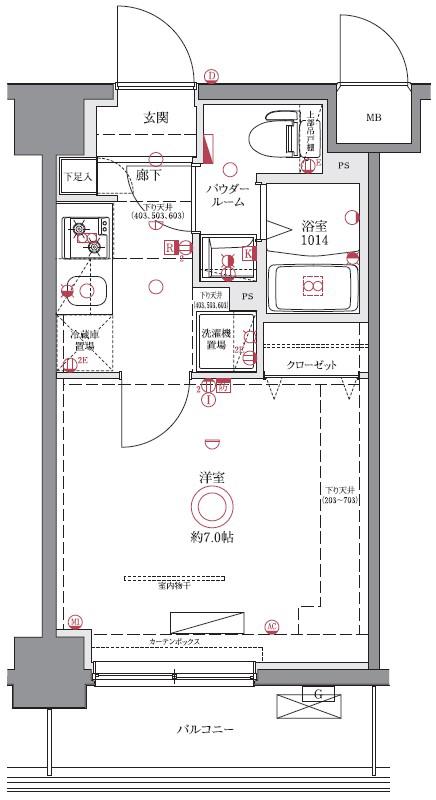 GENOVIA西川口Ⅱ(1K/1階)の間取り写真
