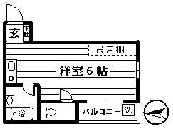 エメラルドマンションⅠ(ワンルーム/2階)の間取り写真