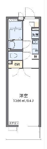 クレイノKANAMEⅡ(1K/1階)の間取り写真