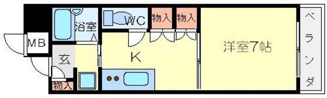 アスグロー箕面(1K/1階)の間取り写真
