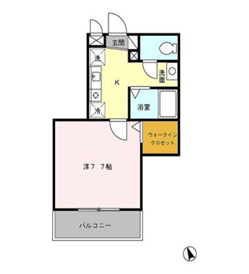 ルミエール12(1K/2階)の間取り写真