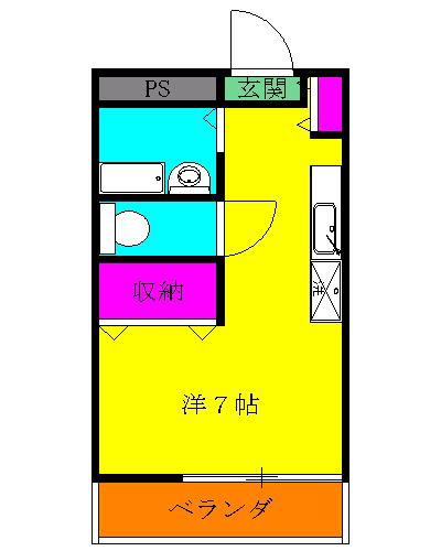 ファーストシティ六会(ワンルーム/1階)の間取り写真