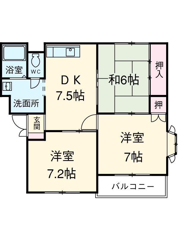 パティオコート・21(3DK/3階)の間取り写真