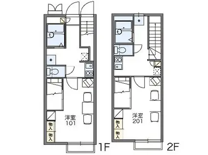 レオパレスアバンセC(1K/1階)の間取り写真