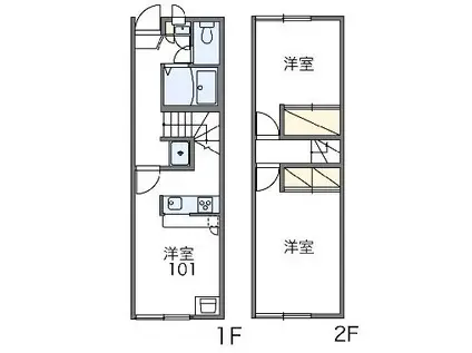 レオパレスセナファミリーⅡ(2DK/1階)の間取り写真