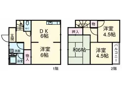 テラスハウスもえぎ野(3LDK)の間取り写真