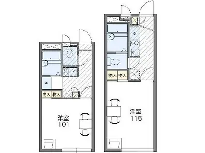 レオパレスガーデンコートJ(1K/1階)の間取り写真