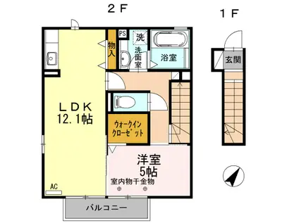ベラヴィスタ(1LDK/2階)の間取り写真