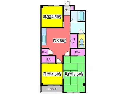 第2プラムフラワーガーデン(3DK/2階)の間取り写真