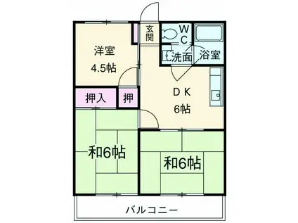 第2ベルハイツ(3DK/2階)の間取り写真
