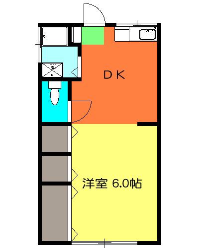 第2鈴木荘(1DK/1階)の間取り写真