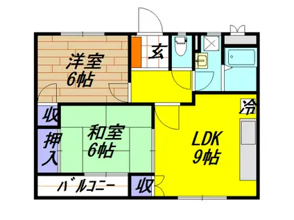 サウスガーデン(2LDK/3階)の間取り写真