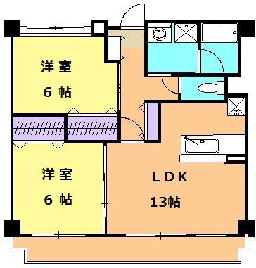 ハイウッド(2LDK/4階)の間取り写真