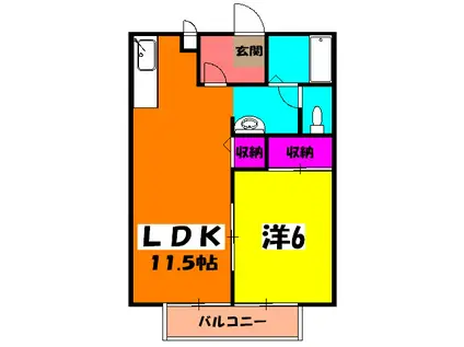 メゾンみさわ(1LDK/1階)の間取り写真